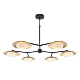 Netlighting 'TIVOLI' Dimmable Stylish Indoor 6 Light Glass Semi Flush Ceiling Lamp in Gold
