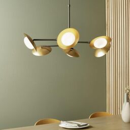 Netlighting 'TIVOLI' Dimmable Stylish Indoor 6 Light Glass Semi Flush Ceiling Lamp in Gold - thumbnail 3