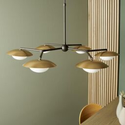 Netlighting 'TIVOLI' Dimmable Stylish Indoor 6 Light Glass Semi Flush Ceiling Lamp in Gold - thumbnail 5