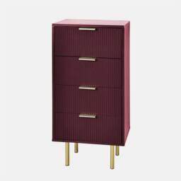 OHS Ribbed 4-Drawer Unit Engineered Wood Cabinet Storage in Dark Red - thumbnail 5