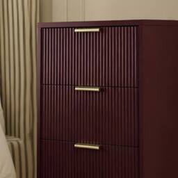 OHS Ribbed 4-Drawer Unit Engineered Wood Cabinet Storage in Dark Red - thumbnail 3