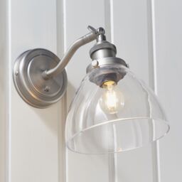 Loops Wall Light - Brushed Silver Paint & Clear Glass - 40W E14 Golf - Dimmable in Metallics - thumbnail 4