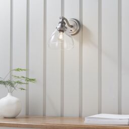 Loops Wall Light - Brushed Silver Paint & Clear Glass - 40W E14 Golf - Dimmable in Metallics - thumbnail 3