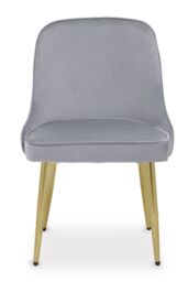 Orsina Velvet Dining Chair, Mid-Century Modern Gold Accented Velvet Dining Chairs, Luxury Dining Chair in Grey - thumbnail 6