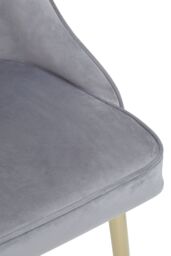 Orsina Velvet Dining Chair, Mid-Century Modern Gold Accented Velvet Dining Chairs, Luxury Dining Chair in Grey - thumbnail 5