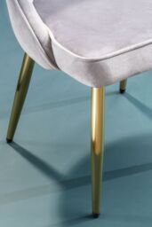 Orsina Velvet Dining Chair, Mid-Century Modern Gold Accented Velvet Dining Chairs, Luxury Dining Chair in Grey - thumbnail 3