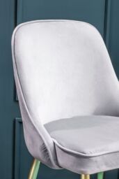 Orsina Velvet Dining Chair, Mid-Century Modern Gold Accented Velvet Dining Chairs, Luxury Dining Chair in Grey - thumbnail 2
