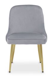Orsina Velvet Dining Chair, Mid-Century Modern Gold Accented Velvet Dining Chairs, Luxury Dining Chair in Grey - thumbnail 1