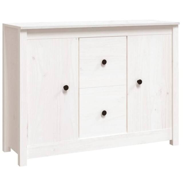 Berkfield Home Sideboard White 100x35x74 cm Solid Wood Pine - Size: 100 x 35 x 74 cm - image 1