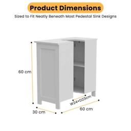 Nordara White Under Sink Bathroom Cabinet Basin Storage Vanity Unit - thumbnail 2