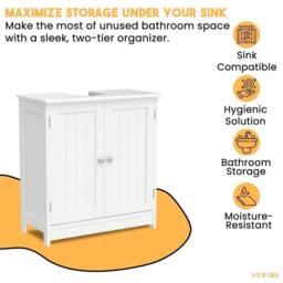 Nordara White Under Sink Bathroom Cabinet Basin Storage Vanity Unit - thumbnail 3