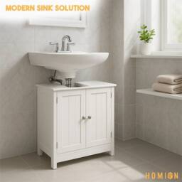 Nordara White Under Sink Bathroom Cabinet Basin Storage Vanity Unit - thumbnail 5