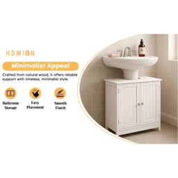 Nordara White Under Sink Bathroom Cabinet Basin Storage Vanity Unit - thumbnail 4