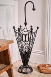 Dibor Vintage Matte Black Metal Large Scrolled Freestanding Umbrella Stand H91 x W34cm - thumbnail 3