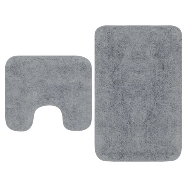 Berkfield Home Bathroom Mat Set 2 Pieces Fabric Grey - image 1