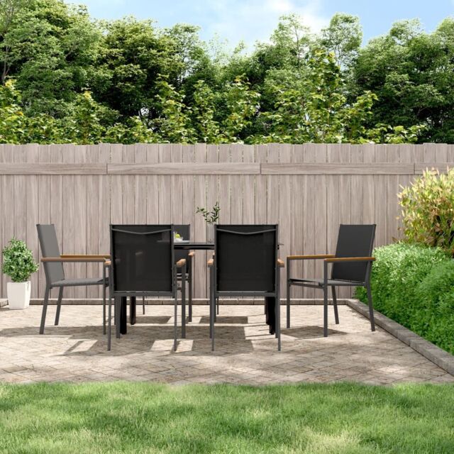 Berkfield Home 7 Piece Garden Dining Set Black Textilene & Steel - image 1