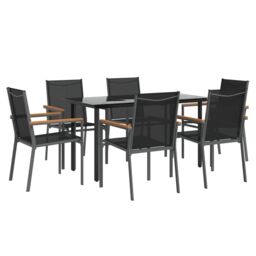 Berkfield Home 7 Piece Garden Dining Set Black Textilene & Steel - thumbnail 3