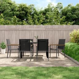 Berkfield Home 7 Piece Garden Dining Set Black Textilene & Steel - thumbnail 1