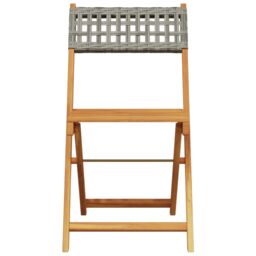 Berkfield Home Folding Garden Chairs 4 pcs Grey Poly Rattan & Solid Wood - thumbnail 4