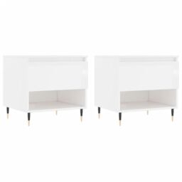Berkfield Home Coffee Tables 2 pcs High Gloss White 50x46x50 cm Engineered Wood - Size: 50 x 46 x 50 cm - thumbnail 2