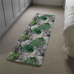 Benjamin Tate Design Green Flowers Runner Rug in Natural - Size: 67 cm x 230 cm - thumbnail 4