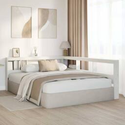 Berkfield Home Decorative Bookcase Headboard L-Shaped White 150 cm Solid Wood Pine - thumbnail 1