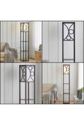 Contemporary Floor Lamp with Wooden Shelf in Black - thumbnail 2