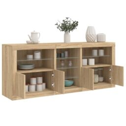 Berkfield Home Sideboard with LED Lights Sonoma Oak 162x37x67 cm in Brown - Size: 162 x 37 x 67 cm - thumbnail 1