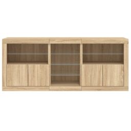 Berkfield Home Sideboard with LED Lights Sonoma Oak 162x37x67 cm in Brown - Size: 162 x 37 x 67 cm - thumbnail 7