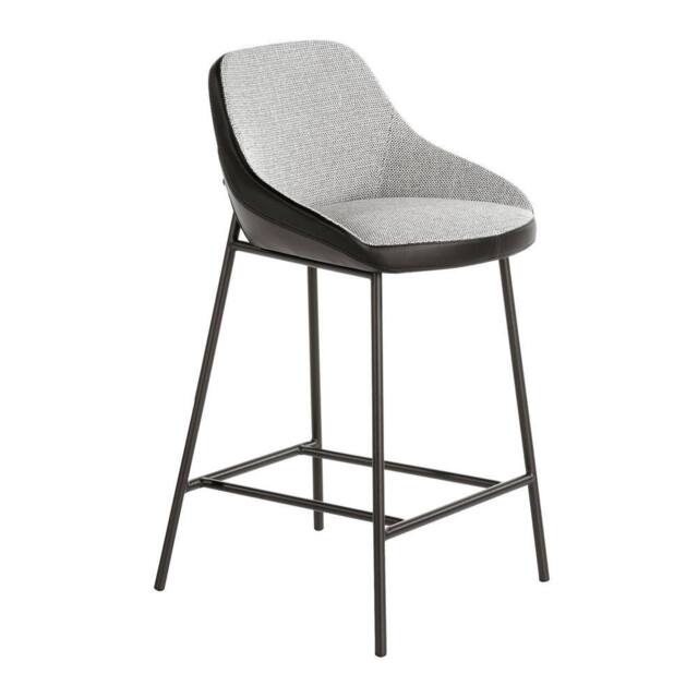 Angel Cerda Grey Fabric Seat & Black Leatherette Back Stool - image 1
