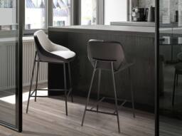Angel Cerda Grey Fabric Seat & Black Leatherette Back Stool - thumbnail 3