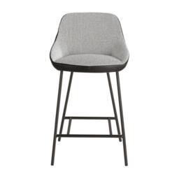 Angel Cerda Grey Fabric Seat & Black Leatherette Back Stool - thumbnail 2
