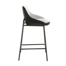 Angel Cerda Grey Fabric Seat & Black Leatherette Back Stool - thumbnail 5