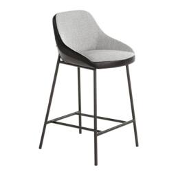 Angel Cerda Grey Fabric Seat & Black Leatherette Back Stool