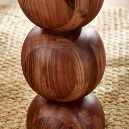 FurnitureboxUK Veer Round Black Marble & Solid Acacia Wood Side Table - thumbnail 5