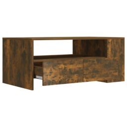Berkfield Home Coffee Table Smoked Oak 102x55x42 cm Engineered Wood in Brown - Size: 102 x 55 x 42 cm - thumbnail 4