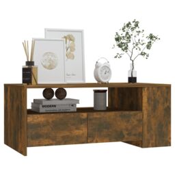 Berkfield Home Coffee Table Smoked Oak 102x55x42 cm Engineered Wood in Brown - Size: 102 x 55 x 42 cm - thumbnail 6