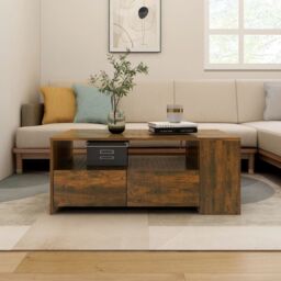 Berkfield Home Coffee Table Smoked Oak 102x55x42 cm Engineered Wood in Brown - Size: 102 x 55 x 42 cm - thumbnail 1