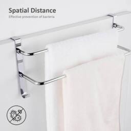 EONLION Double Towel Rail Racks Holder Over in Silver - thumbnail 3