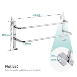 EONLION Double Towel Rail Racks Holder Over in Silver - thumbnail 2