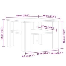 Berkfield Home Coffee Table Old Wood 60x60x42 cm Engineered Wood in Brown - Size: 60 x 60 x 42 cm - thumbnail 9