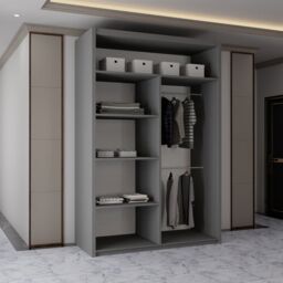 Sliding Wardrobes 4U Contemporary 2-Door Sliding Wardrobe with Mirror Door W120cm x H217cm in Grey - thumbnail 3