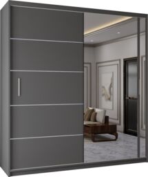 Sliding Wardrobes 4U Contemporary 2-Door Sliding Wardrobe with Mirror Door W120cm x H217cm in Grey - thumbnail 2