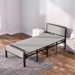 FORGEVIO Folding Single Guest Bed, Padded Foam Metal Frame Sleeper in Grey - thumbnail 5
