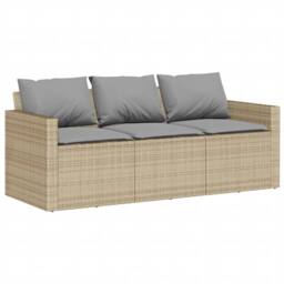 Berkfield Home 2 Piece Garden Dining Set with Cushions Beige Poly Rattan - thumbnail 4
