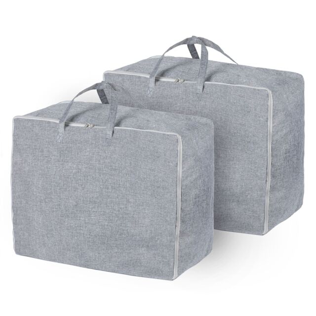 LIVIVO 75L Storage Bags Set of 2 Clothes Duvet Storage Bags with Handles Underbed Foldable Storage Solution in Grey - image 1