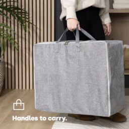 LIVIVO 75L Storage Bags Set of 2 Clothes Duvet Storage Bags with Handles Underbed Foldable Storage Solution in Grey - thumbnail 2