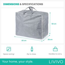 LIVIVO 75L Storage Bags Set of 2 Clothes Duvet Storage Bags with Handles Underbed Foldable Storage Solution in Grey - thumbnail 6