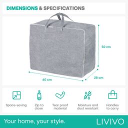 LIVIVO 75L Storage Bags Set of 2 Clothes Duvet Storage Bags with Handles Underbed Foldable Storage Solution in Grey - thumbnail 9
