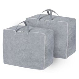 LIVIVO 75L Storage Bags Set of 2 Clothes Duvet Storage Bags with Handles Underbed Foldable Storage Solution in Grey - thumbnail 1